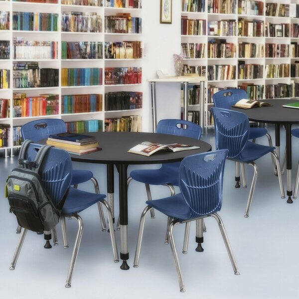 Kee Tables > Height Adjustable > Round Classroom Tables, 48 X 48 X 23-34, Wood|Metal Top, Grey TB48RNDGYAPBK